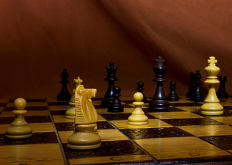 Scacchi fotografati su una scacchiera