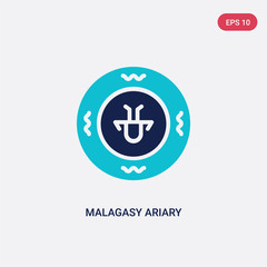 Obraz premium two color malagasy ariary vector icon from africa concept. isolated blue malagasy ariary vector sign symbol can be use for web, mobile and logo. eps 10