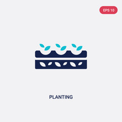 two color planting vector icon from agriculture concept. isolated blue planting vector sign symbol can be use for web, mobile and logo. eps 10