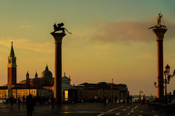 Fototapeta na wymiar San Marco square in Venice during sunrise, Italy