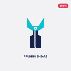 two color pruning shears vector icon from gardening concept. isolated blue pruning shears vector sign symbol can be use for web, mobile and logo. eps 10