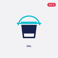 two color pail vector icon from gardening concept. isolated blue pail vector sign symbol can be use for web, mobile and logo. eps 10