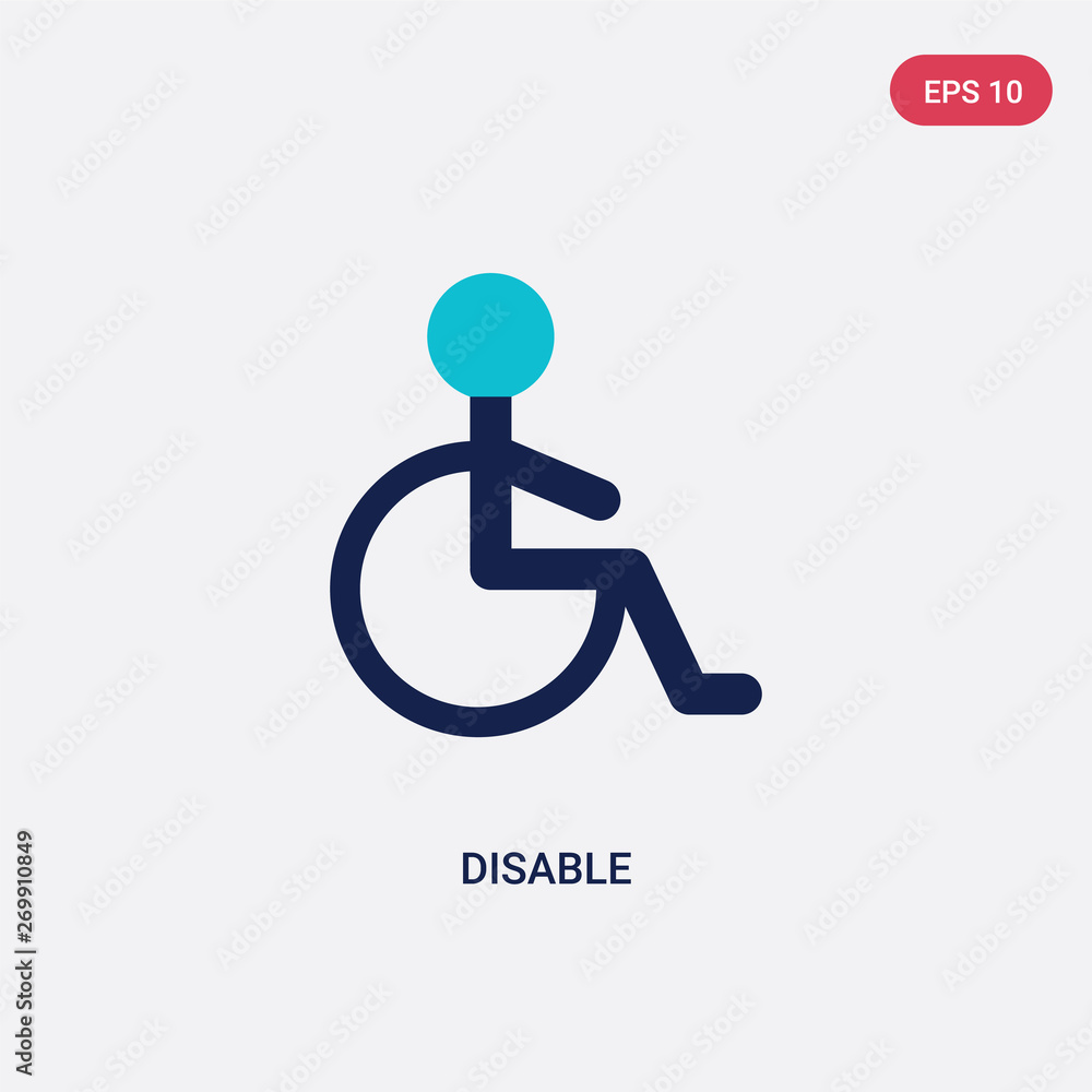 Poster two color disable vector icon from airport terminal concept. isolated blue disable vector sign symbo
