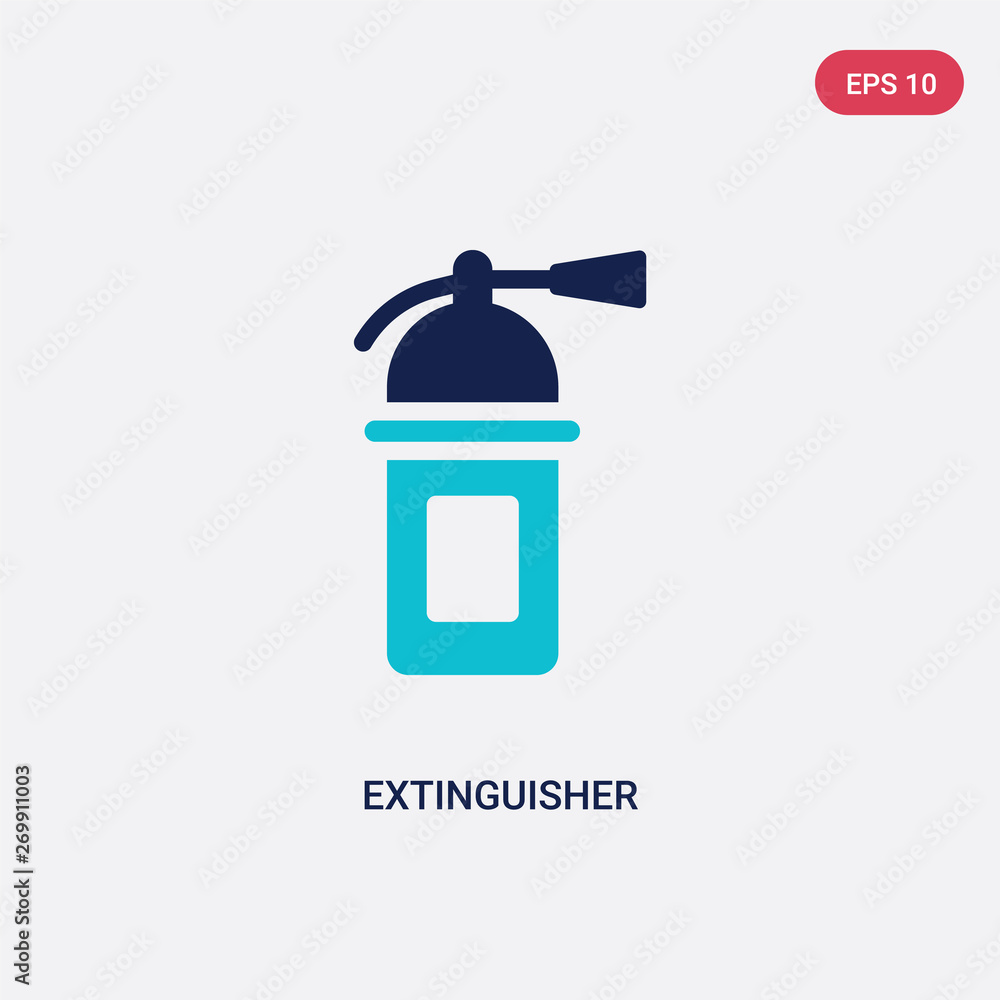 Poster two color extinguisher vector icon from airport terminal concept. isolated blue extinguisher vector 