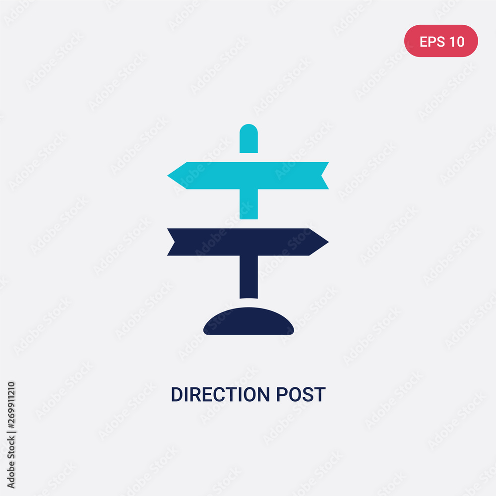 Poster two color direction post vector icon from airport terminal concept. isolated blue direction post vec