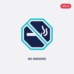 two color no smoking vector icon from airport terminal concept. isolated blue no smoking vector sign symbol can be use for web, mobile and logo. eps 10