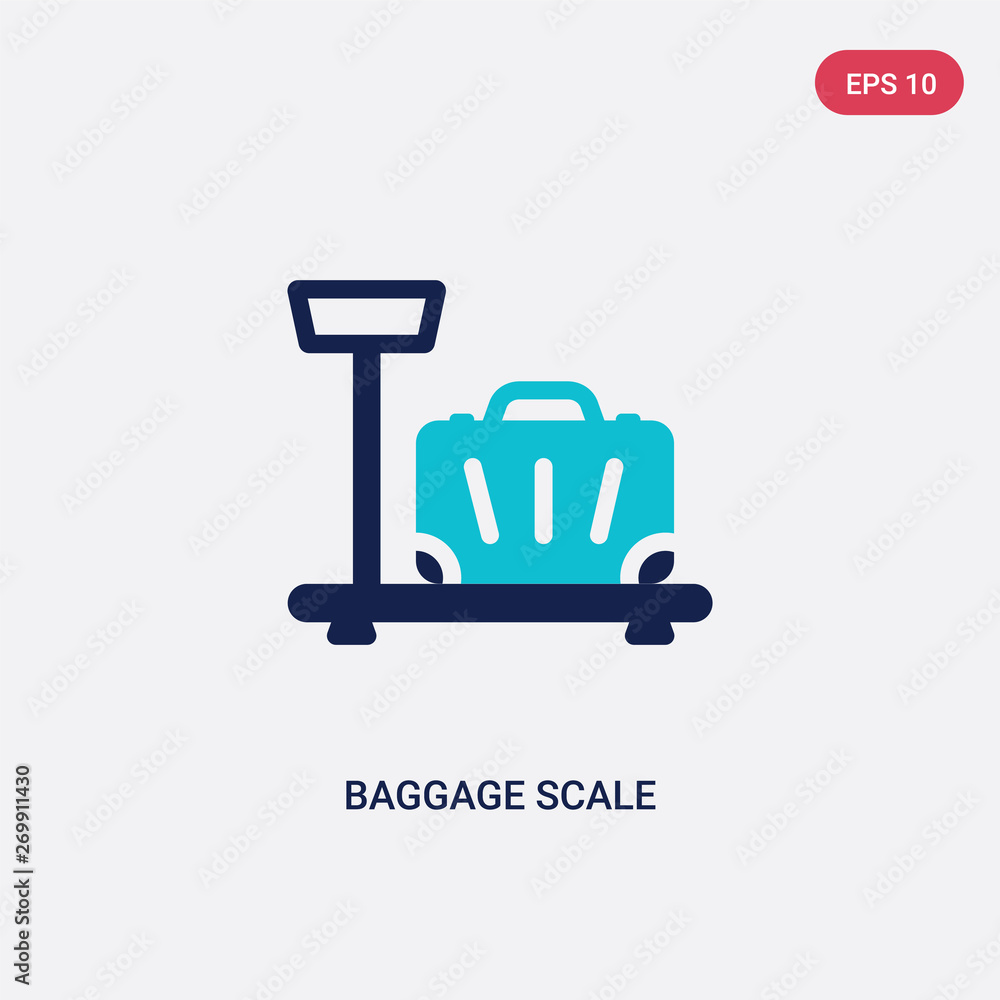 Poster two color baggage scale vector icon from airport terminal concept. isolated blue baggage scale vecto