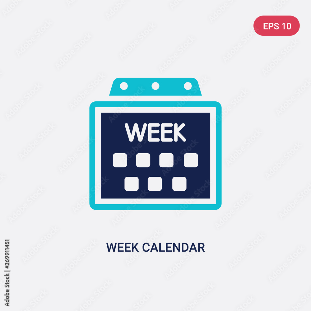 Poster two color week calendar vector icon from airport terminal concept. isolated blue week calendar vecto