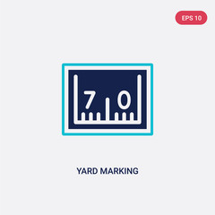 two color yard marking vector icon from american football concept. isolated blue yard marking vector sign symbol can be use for web, mobile and logo. eps 10