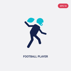Fototapeta na wymiar two color football player vector icon from american football concept. isolated blue football player vector sign symbol can be use for web, mobile and logo. eps 10