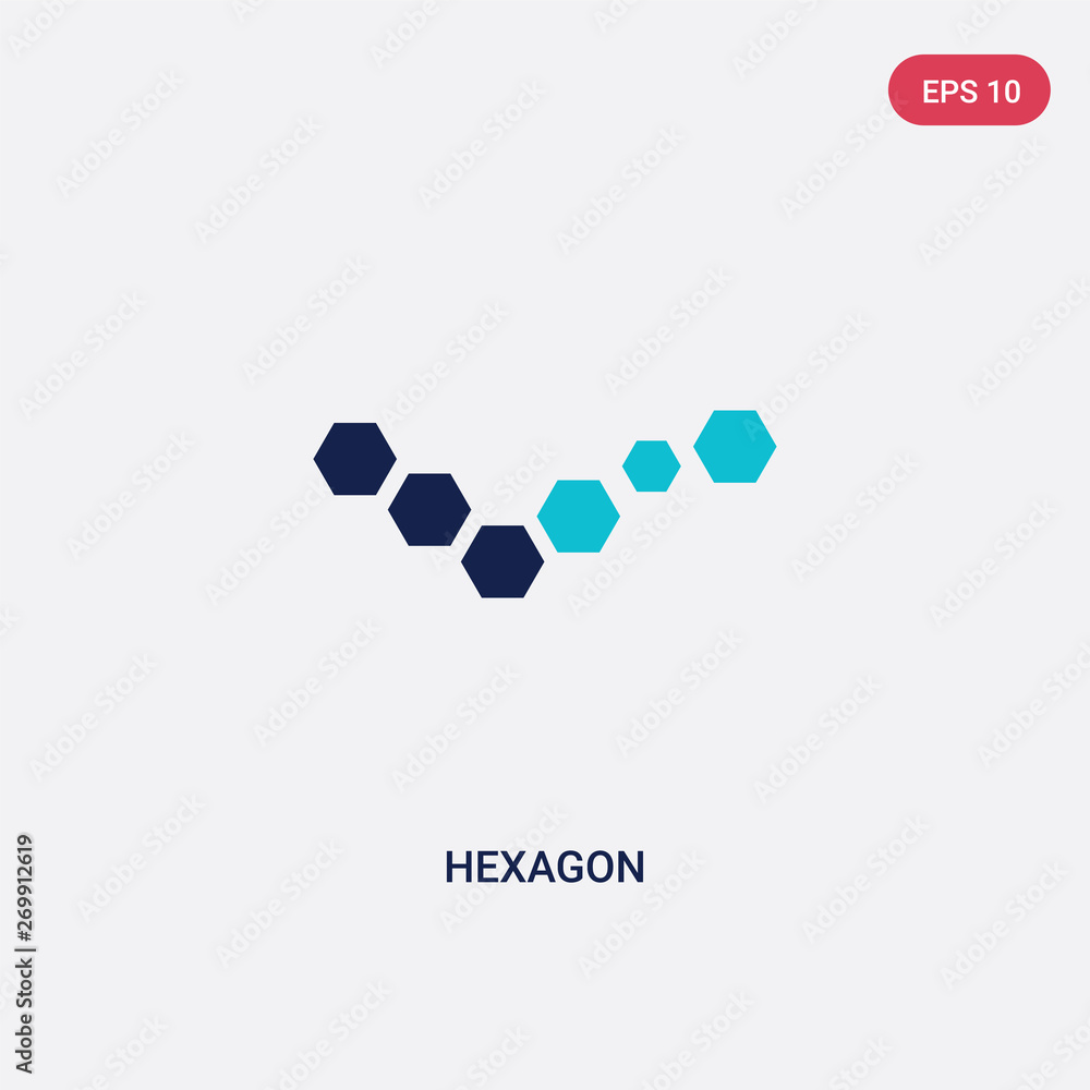 Poster two color hexagon vector icon from analytics concept. isolated blue hexagon vector sign symbol can b