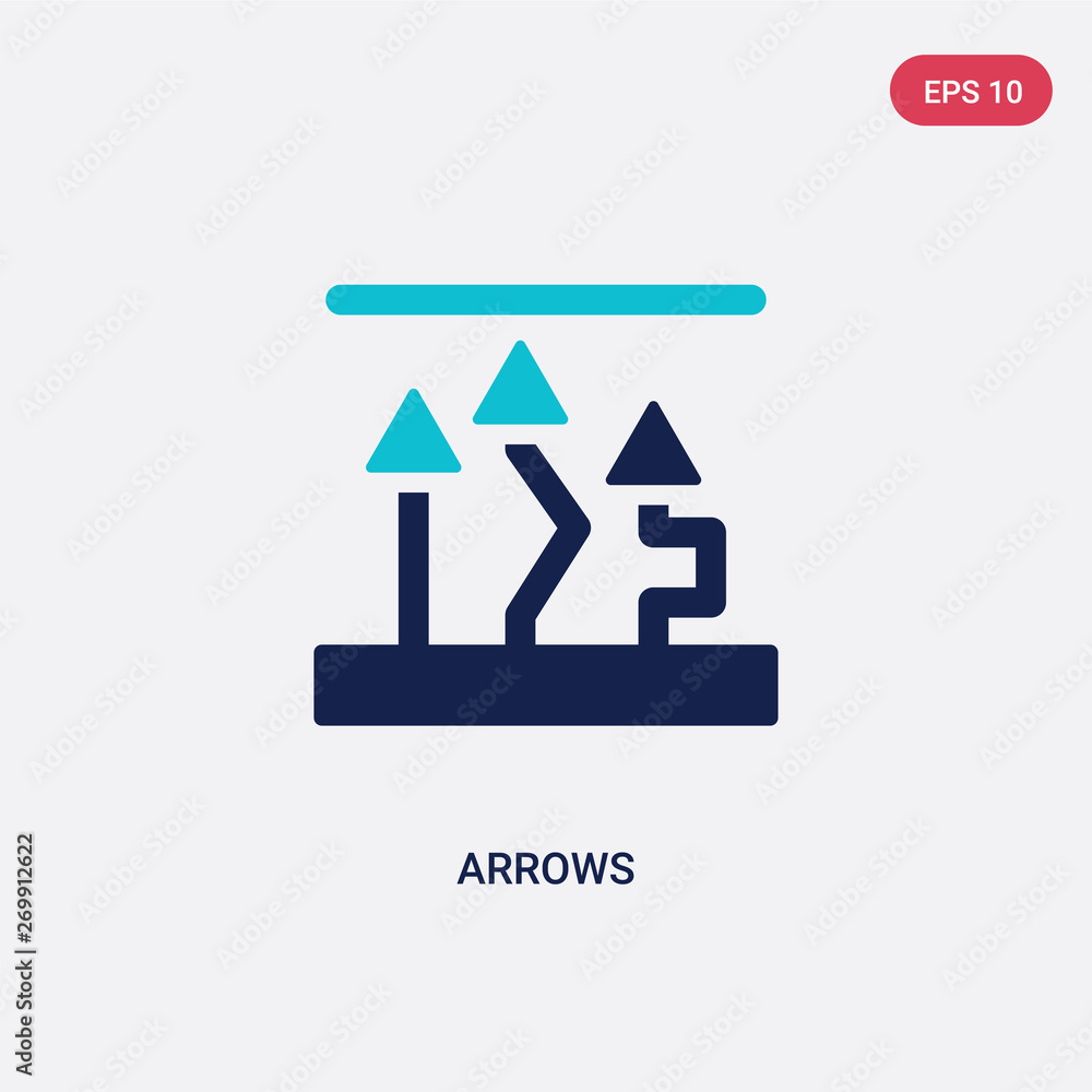 Poster two color arrows vector icon from analytics concept. isolated blue arrows vector sign symbol can be 