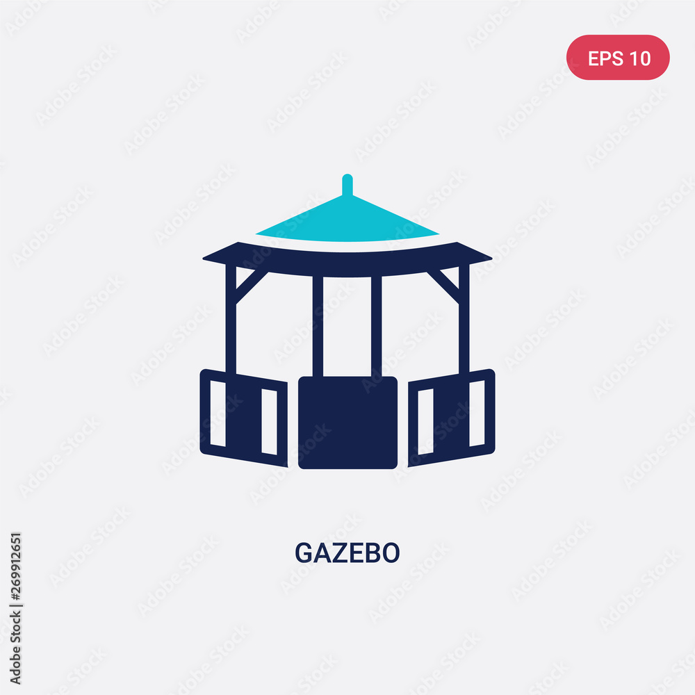 Poster two color gazebo vector icon from architecture and city concept. isolated blue gazebo vector sign sy