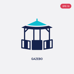 two color gazebo vector icon from architecture and city concept. isolated blue gazebo vector sign symbol can be use for web, mobile and logo. eps 10