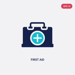 two color first aid vector icon from army concept. isolated blue first aid vector sign symbol can be use for web, mobile and logo. eps 10