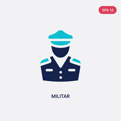 two color militar vector icon from army concept. isolated blue militar vector sign symbol can be use for web, mobile and logo. eps 10