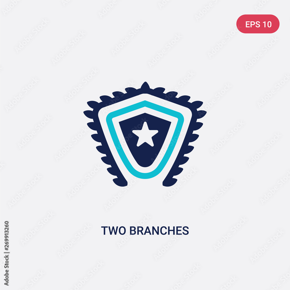 Poster two color two branches vector icon from army concept. isolated blue two branches vector sign symbol 