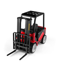 Toy forklift isolated on white background