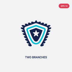 two color two branches vector icon from army concept. isolated blue two branches vector sign symbol can be use for web, mobile and logo. eps 10