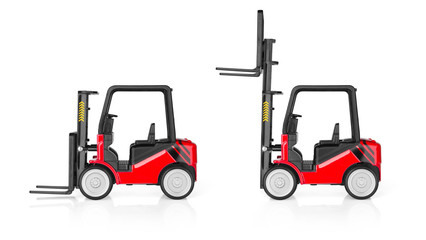 Toy forklift isolated on white background