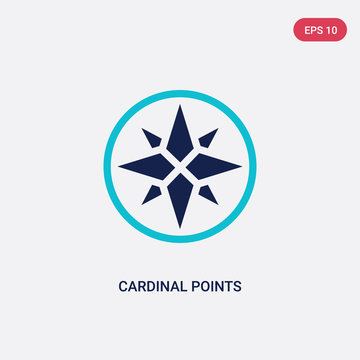 two color cardinal points on winds star vector icon from army concept. isolated blue cardinal points on winds star vector sign symbol can be use for web, mobile and logo. eps 10