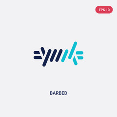 two color barbed vector icon from army and war concept. isolated blue barbed vector sign symbol can be use for web, mobile and logo. eps 10