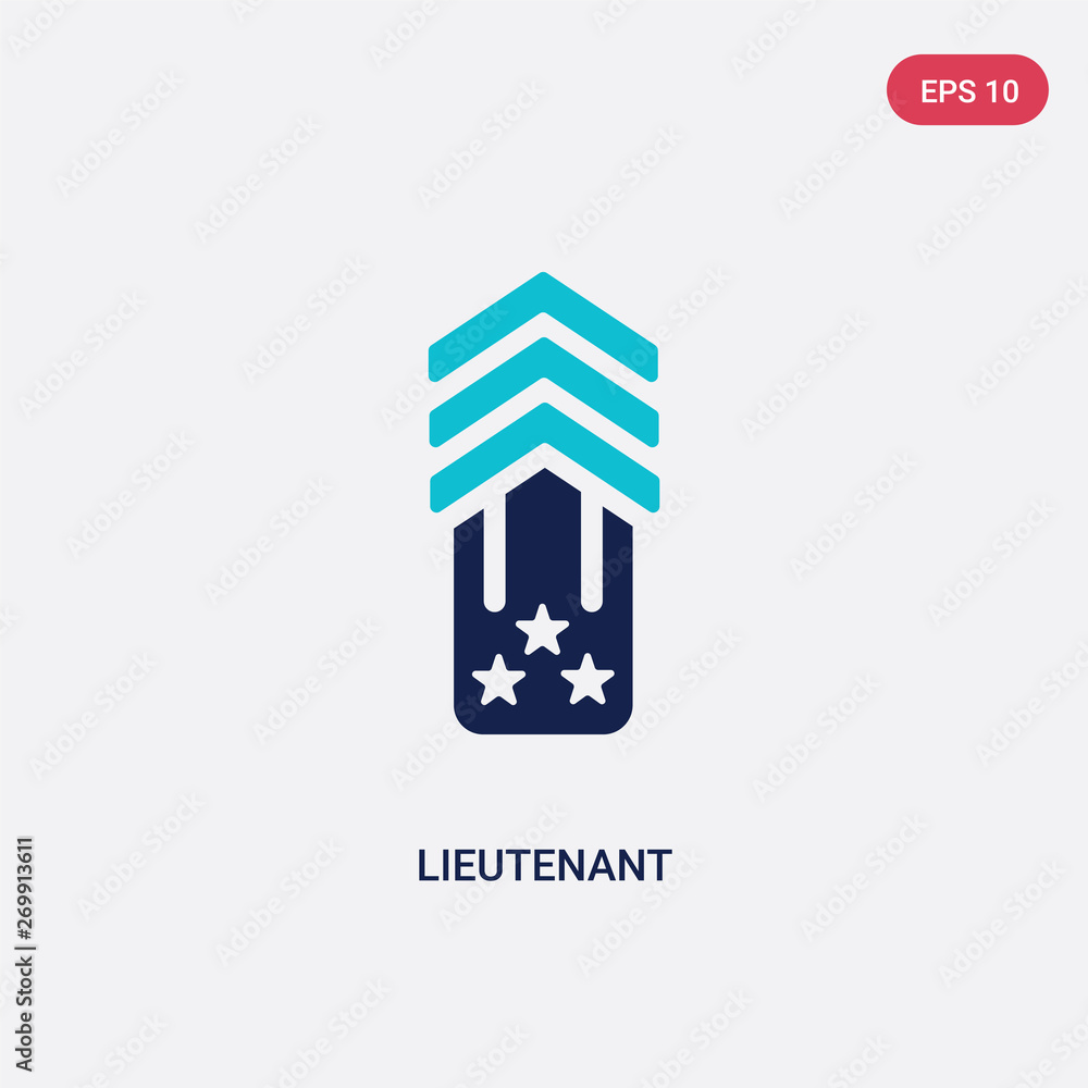 Poster two color lieutenant vector icon from army and war concept. isolated blue lieutenant vector sign sym