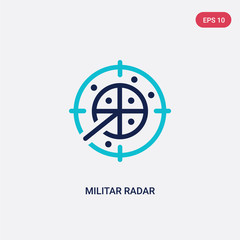 two color militar radar vector icon from army and war concept. isolated blue militar radar vector sign symbol can be use for web, mobile and logo. eps 10