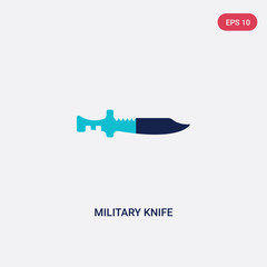 two color military knife vector icon from army and war concept. isolated blue military knife vector sign symbol can be use for web, mobile and logo. eps 10