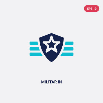 two color militar in vector icon from army and war concept. isolated blue militar in vector sign symbol can be use for web, mobile and logo. eps 10