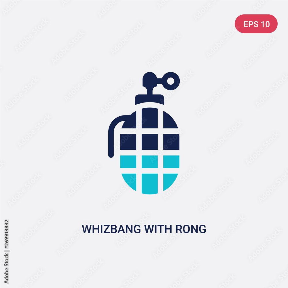 Aufkleber two color whizbang with rong vector icon from army and war concept. isolated blue whizbang with rong