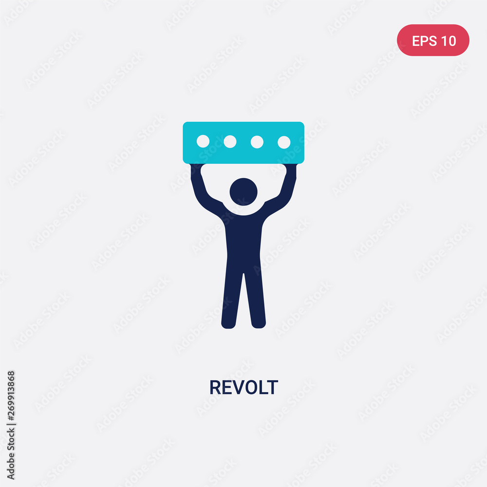 Poster two color revolt vector icon from army and war concept. isolated blue revolt vector sign symbol can 