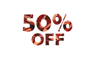 Cut out 50% off - symbolic representation of 50% discount