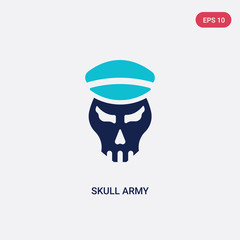 two color skull army vector icon from army and war concept. isolated blue skull army vector sign symbol can be use for web, mobile and logo. eps 10