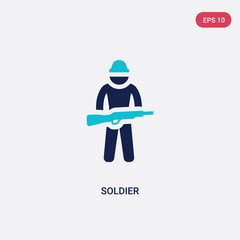 two color soldier vector icon from army concept. isolated blue soldier vector sign symbol can be use for web, mobile and logo. eps 10