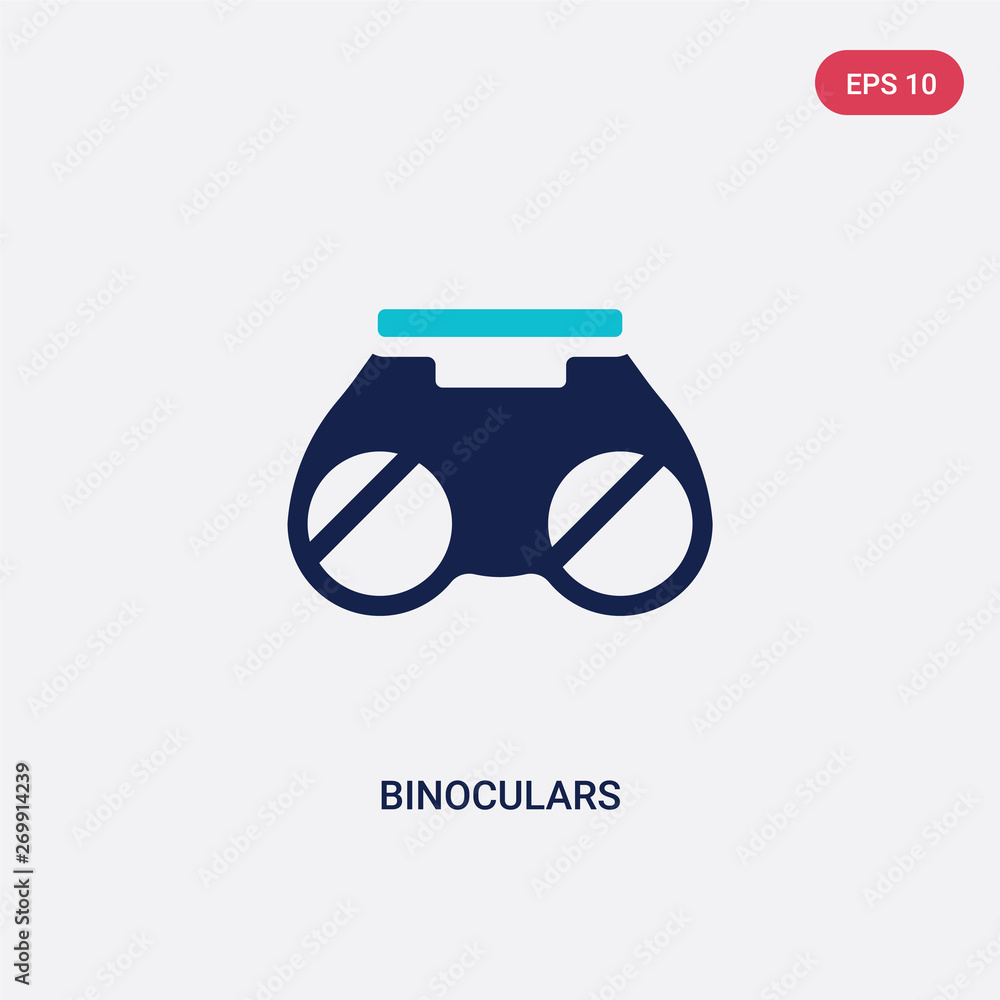 Poster two color binoculars vector icon from army concept. isolated blue binoculars vector sign symbol can 