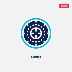 two color target vector icon from army concept. isolated blue target vector sign symbol can be use for web, mobile and logo. eps 10
