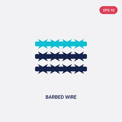 two color barbed wire vector icon from army concept. isolated blue barbed wire vector sign symbol can be use for web, mobile and logo. eps 10