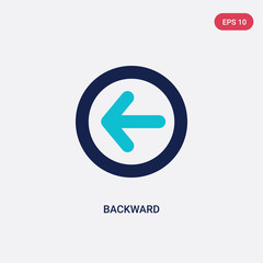 two color backward vector icon from arrows 2 concept. isolated blue backward vector sign symbol can be use for web, mobile and logo. eps 10