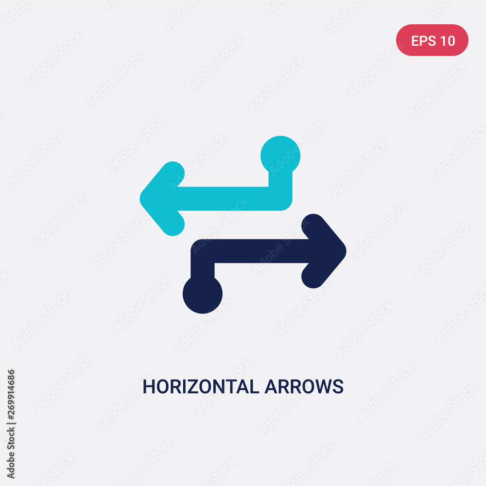 Poster two color horizontal arrows vector icon from arrows 2 concept. isolated blue horizontal arrows vecto