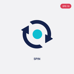 two color spin vector icon from arrows 2 concept. isolated blue spin vector sign symbol can be use for web, mobile and logo. eps 10 - obrazy, fototapety, plakaty