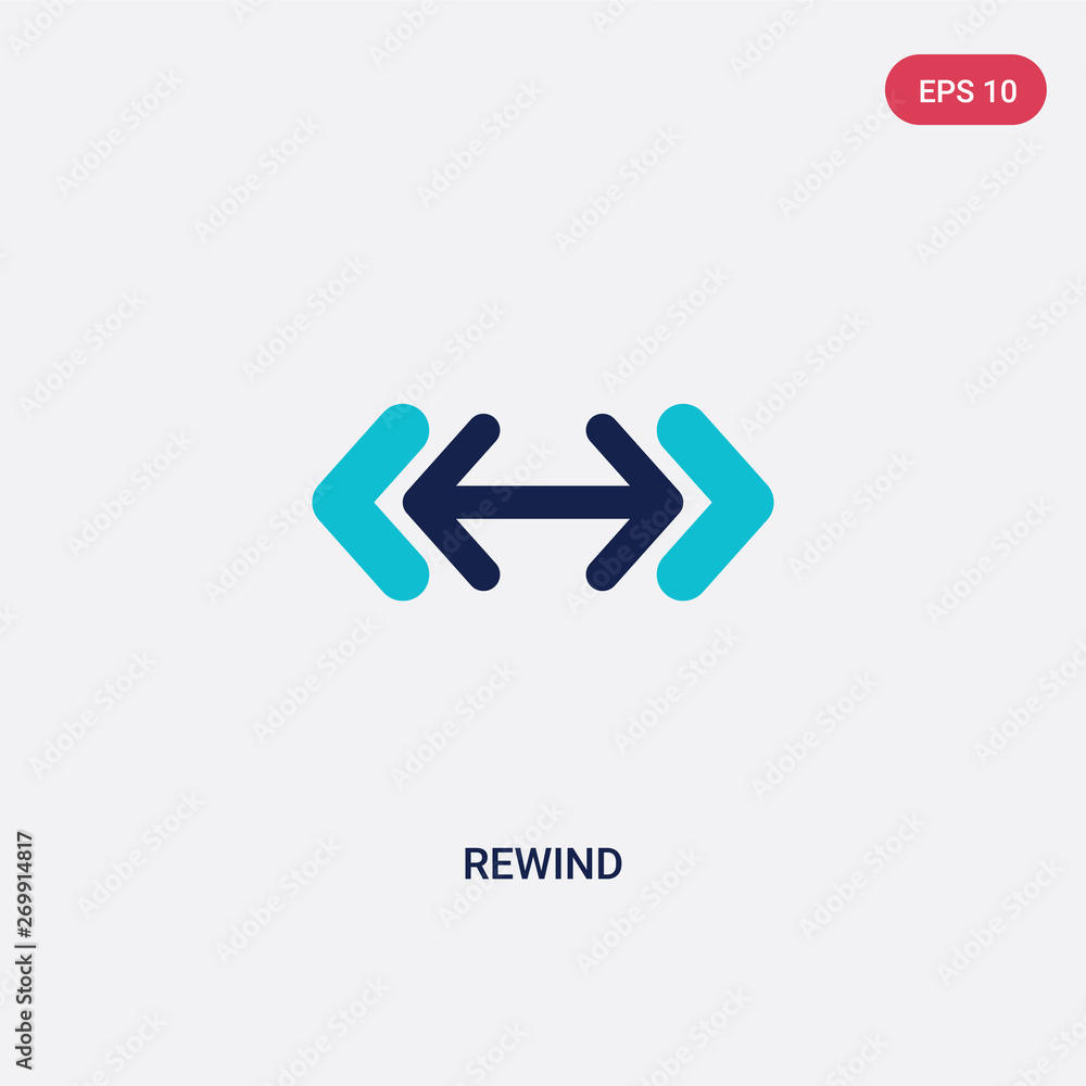 Aufkleber two color rewind vector icon from arrows 2 concept. isolated blue rewind vector sign symbol can be u