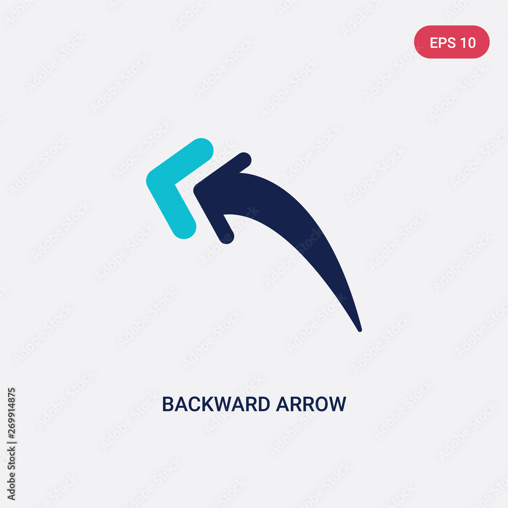 Poster two color backward arrow vector icon from arrows concept. isolated blue backward arrow vector sign s