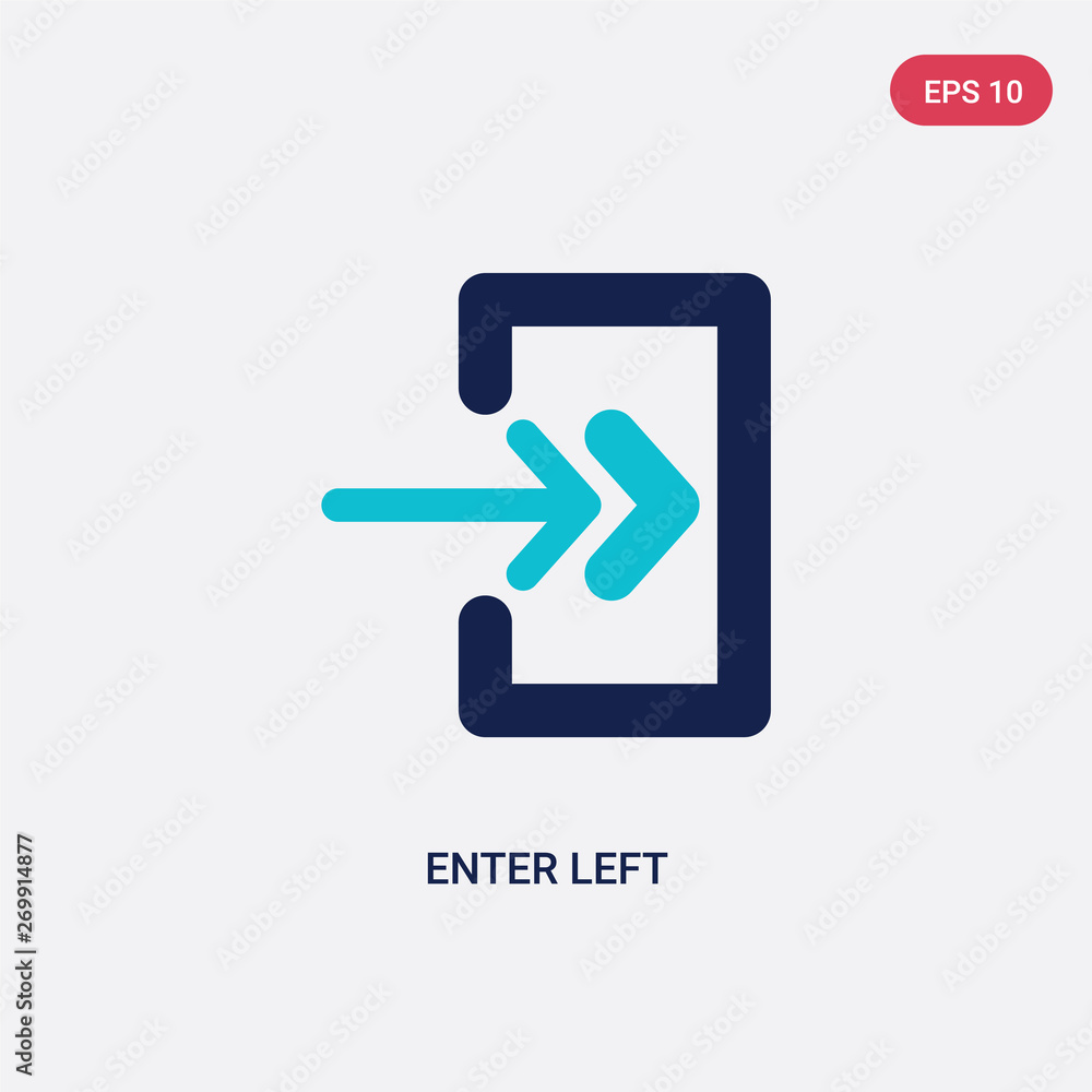 Poster two color enter left vector icon from arrows concept. isolated blue enter left vector sign symbol ca