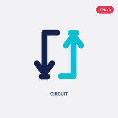 two color circuit vector icon from arrows 2 concept. isolated blue circuit vector sign symbol can be use for web, mobile and logo. eps 10