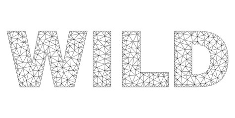 Mesh vector WILD text. Abstract lines and spheric points are organized into WILD black carcass symbols. Linear carcass 2D triangular mesh in vector EPS format.