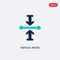 two color vertical resize vector icon from arrows concept. isolated blue vertical resize vector sign symbol can be use for web, mobile and logo. eps 10