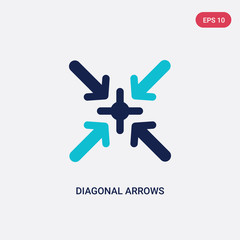 Fototapeta premium two color diagonal arrows vector icon from arrows concept. isolated blue diagonal arrows vector sign symbol can be use for web, mobile and logo. eps 10