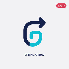 two color spiral arrow vector icon from arrows concept. isolated blue spiral arrow vector sign symbol can be use for web, mobile and logo. eps 10