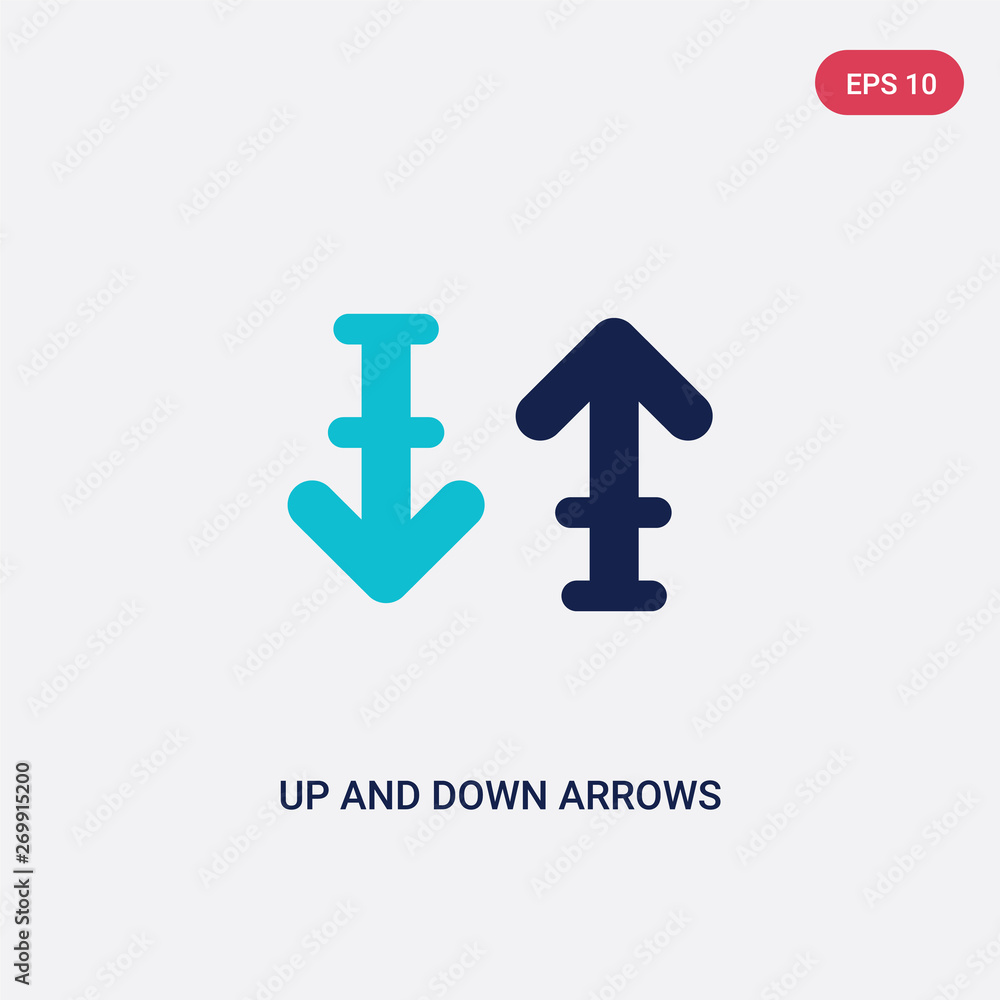 Poster two color up and down arrows vector icon from arrows concept. isolated blue up and down arrows vecto